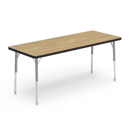 Virco 24 in. W, 60 in. L, 17-25 in. H, Medium Oak Top / Black Edge 482460LO